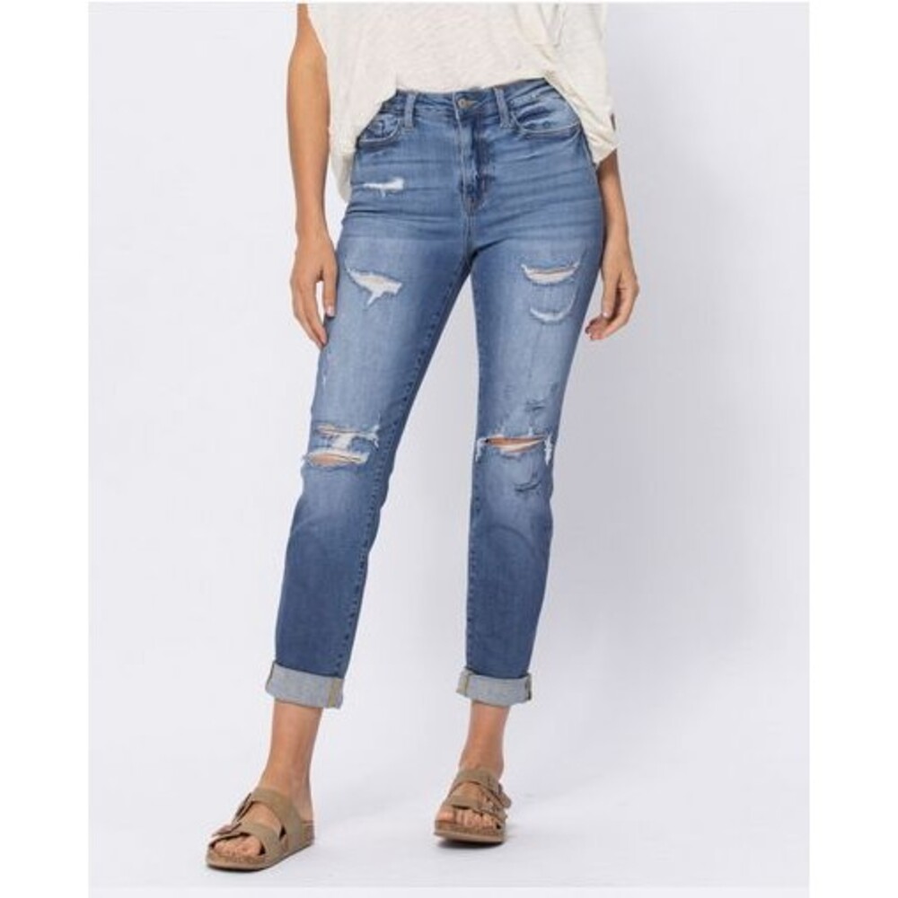 Judy Blue 88404 High Waist Distressed Boyfriend Size 0